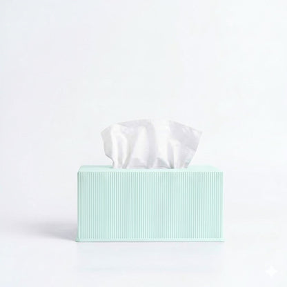 Ribbed tissue box cover in Sage — 3D printed modern bathroom accessory by Lux Print Labs