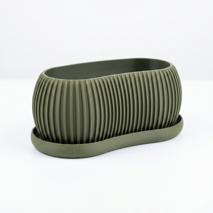 Terra Planter side profile showing precise vertical ribbed texture — 3D printed by Lux Print Labs